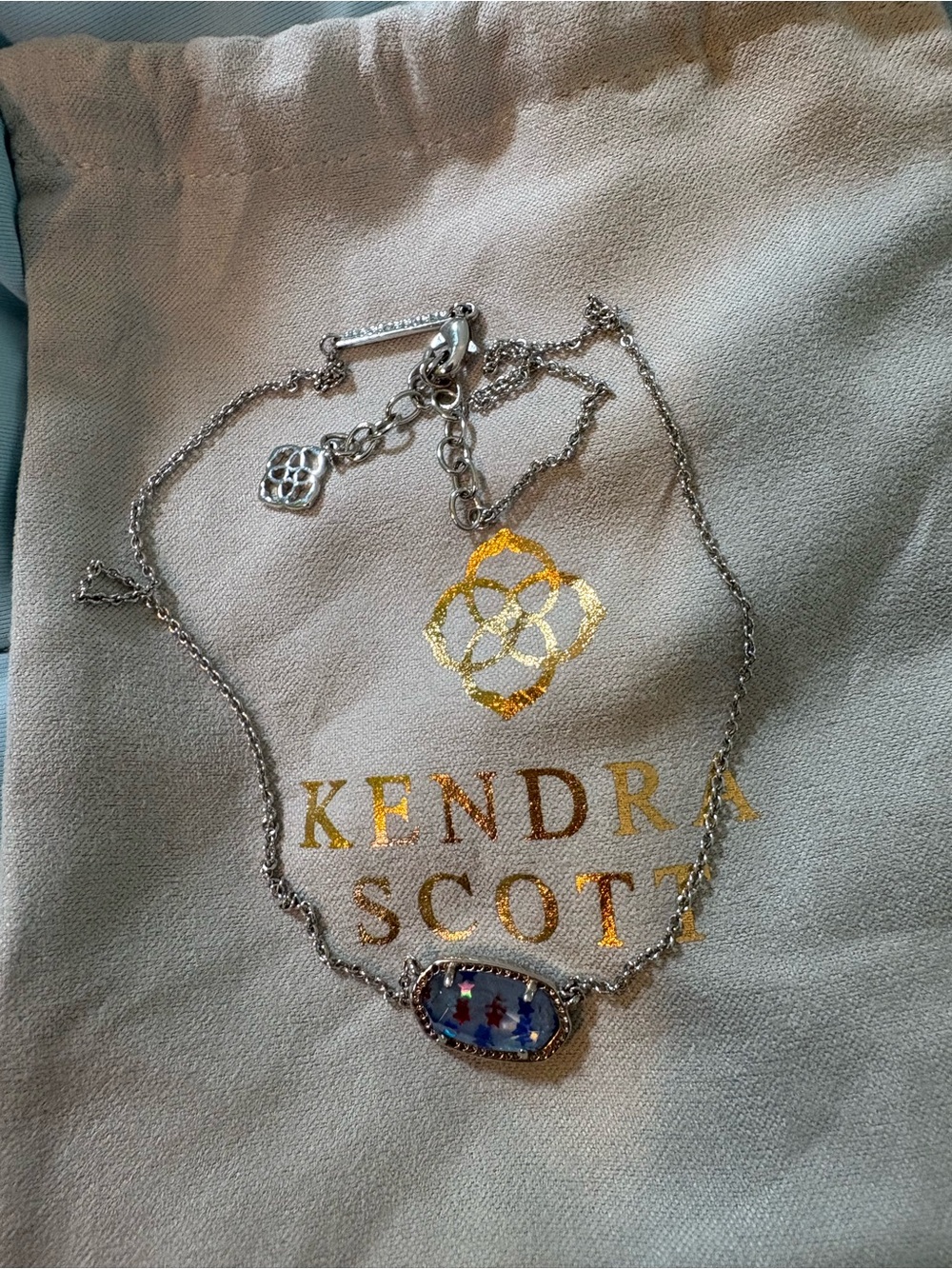 Kendra Scott Silver Necklace with Blue red stars 4th of July
